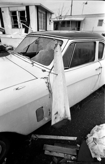 Car damaged by Fridley tornado