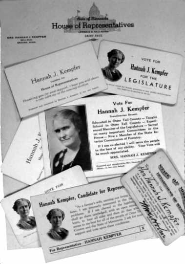 Legislative stationery and campaign cards of Hannah Kempfer