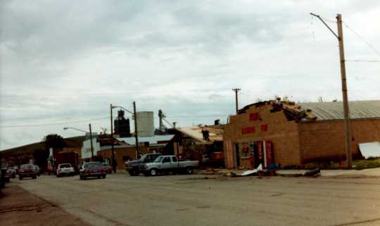 Main Street in Chandler after the Chandler–Lake Wilson Tornado, June 1992.