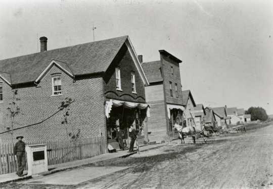 Photograph of Clemens Meyer's general store on Oak Grove Street in Meire Grove c.1900.