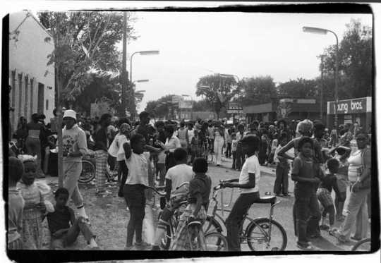 People outside of The Way community center. ca. 1985. Photo by Charles Chamblis.