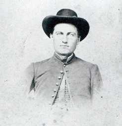 Black and white photograph of Ozias B, Baker, private, Second Company of Minnesota Sharpshooters, c.1862.  