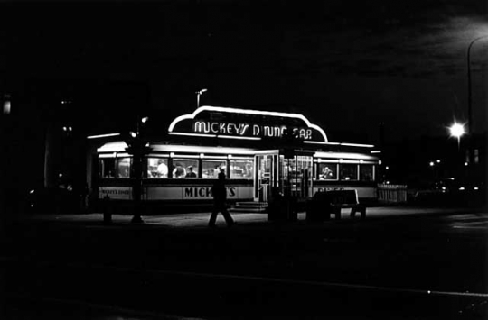 Photograph of Mickey's Diner take in 1980 by Henry B. Hall.