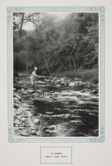 : A stream in Whitewater State Park, ca. 1917. Original caption: “Riffles above Sand Rock.” From The Paradise of Minnesota: The Proposed Whitewater State Park (L. A. Warming, 1917).