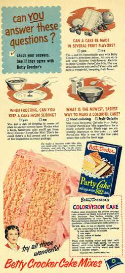 Advertisement for Colorvision cake