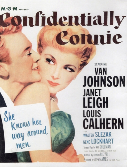 The poster for Confidentially Connie, the 1953 film adaptation of the novel of the same name by Max Shulman.