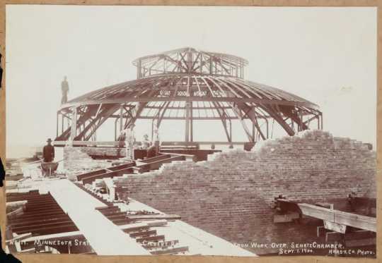 Constructing the roof of the capitol's senate chamber