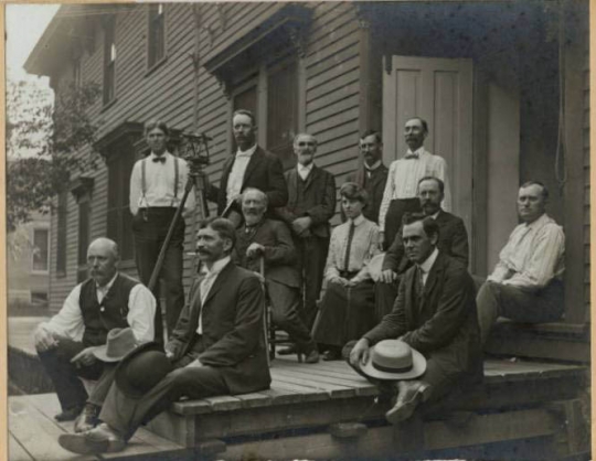 County Officials and John Brown in front of old Cottonwood County Courthouse