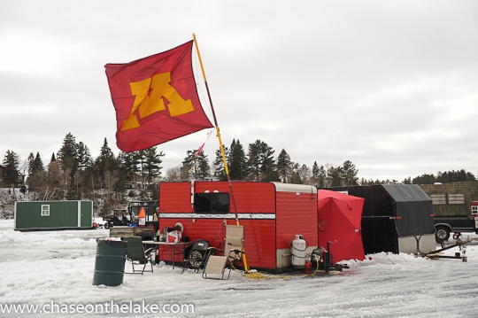  Ice fishing shack on Leech Lake for the International Eelpout Festival, 2016. Photo by Josh Stokes.