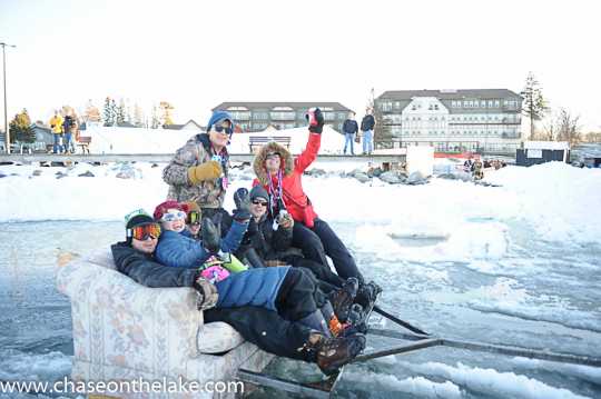 International Eelpout Festival-goers riding in style, ca. 2010s. Photo by Josh Stokes.