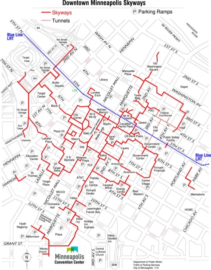 Downtown skyway map