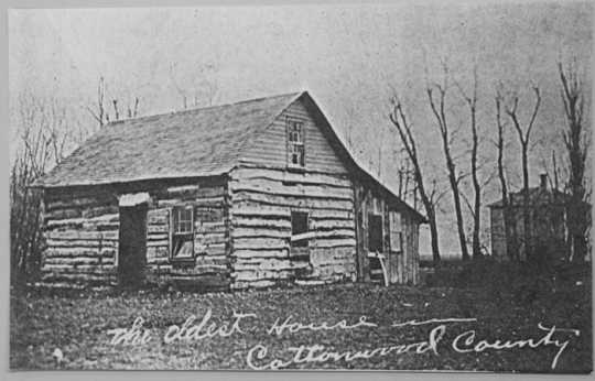 Black and white photograph of the Zierke family cabin, ca. 1900. 