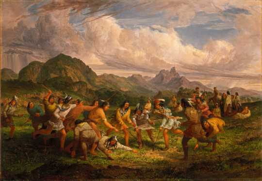 Painting of a lacrosse game by Seth Eastman