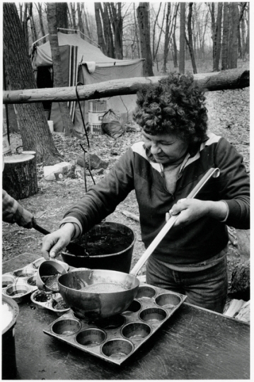 Maddy Moose making maple sugar at the Heart of the Earth Survival School