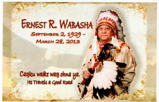 Ernest Wabasha’s memorial card