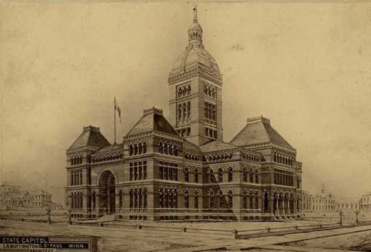 Drawing by Leroy S. Buffington, Architect, for the state capitol building, St. Paul, ca. 1881. Photographed by Farr.