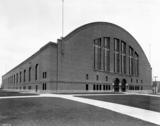 Black and white photograph of Williams Arena c.1929, soon after completion. 