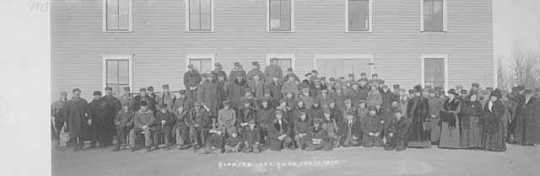 Farmers gathered for group photograph in Kerkhoven, Minnesota.