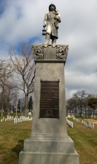 Color image of Firefighter monument, 2014. 