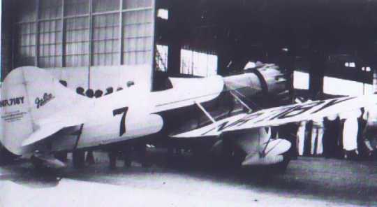 Black and white photograph of Florence Klingensmith’s Bee Gee airplane, 1933.