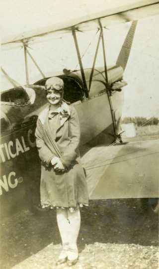 Black and white photograph of Klingensmith before her first flight, 1928.