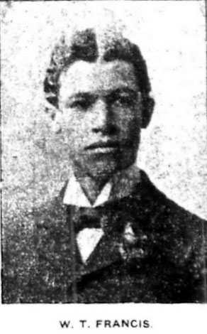 Black and white photograph of a young W.T. Francis. The image is from the St. Paul Appeal, May 2, 1903, p. 3, when Francis was thirty-four, but shows Francis years earlier. This is the first known photograph of him.