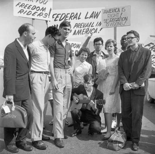 Black and white photograph of the Minnesota Freedom Riders on July 26, 1961.