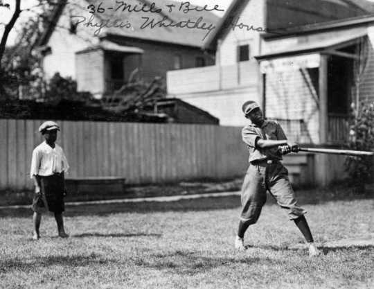 Black and white photograph of a baseball game at the Phyllis Wheatley House, ca. 1925.