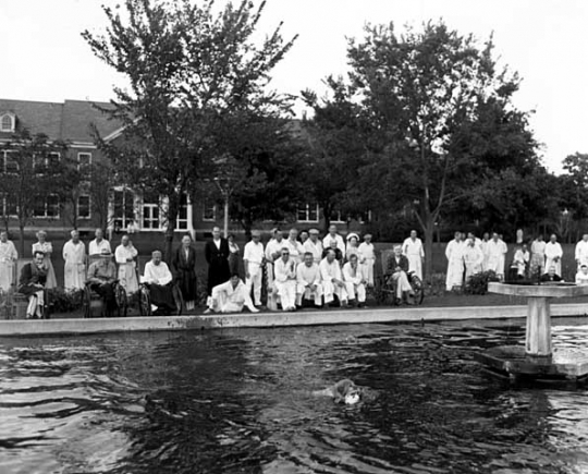 Dog demonstration at Veterans Administration Hospital