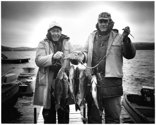 Minnesota Governor Karl Rolvaag and Iowa Governor Harold E. Hughes at the walleye opener at Gunflint Lake, May 15, 1965.