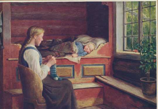 Painting by Herbjorn Gausta titled “Young Mother,” 1885.