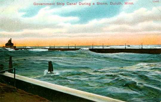 Government ship canal during a storm, Duluth, Minn.