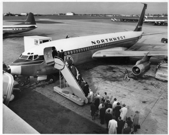 Northwest Orient Airlines jet plane at the Minneapolis-St. Paul International Airport 