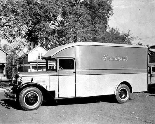 Black and white photograph of a L. S. Donaldson Company delivery truck, c.1930.