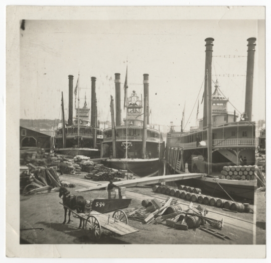 Red Wing, War Eagle, and an unidentified steamboat at the St. Paul levee