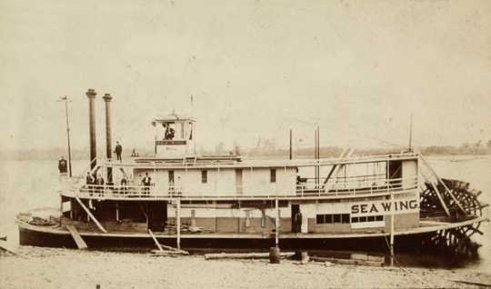 Black and white photograph of the steamer Sea Wing, c.1889. 