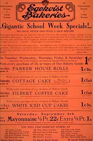 Egekvist Bakeries sale poster/flyer c.1928-1930.