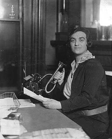 Black and white photograph of a woman in the office of the Jewish Family Welfare Association, Minneapolis, c.1925.