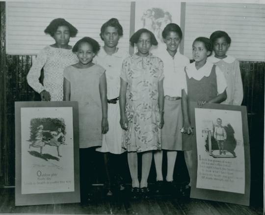 Black and white photograph of a Phyllis Wheatley House Health Program, ca. 1935.