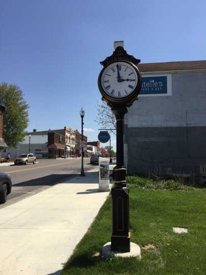 Photograph of Clock at the north entrance of Main Street, Harmony, MN