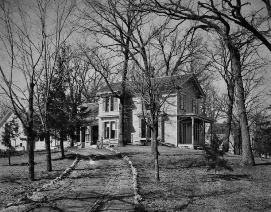 Black and white photograph of the Harrington House, c.1875.