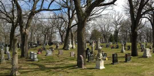 Color image of Hmong graves at Oakland Cemetery, St. Paul