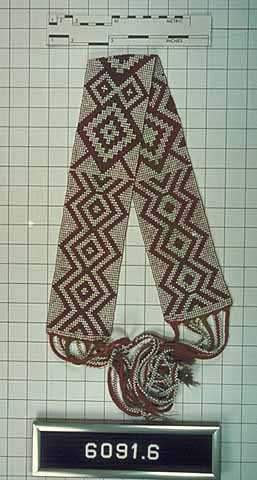 Ojibwe loom-woven beadwork and wool belt