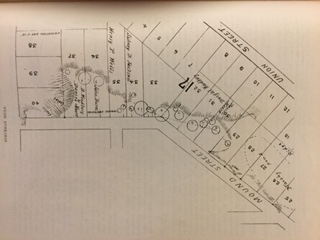 Scan of Mr. T.H. Lewis' survey of the mounds on Dayton's Bluff in 1882.