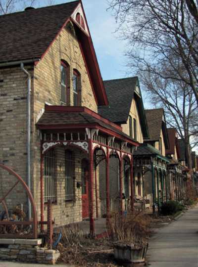 Color image of a line of houses on Milwaukee Avenue, 2014. 