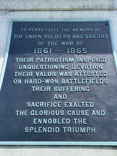 Plaque on Soldiers and Sailors Memorial 
