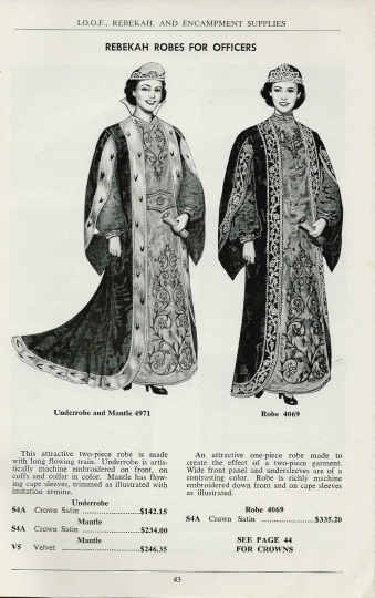 Drawing of robes worn by Rebekah Lodge officers, 1971.