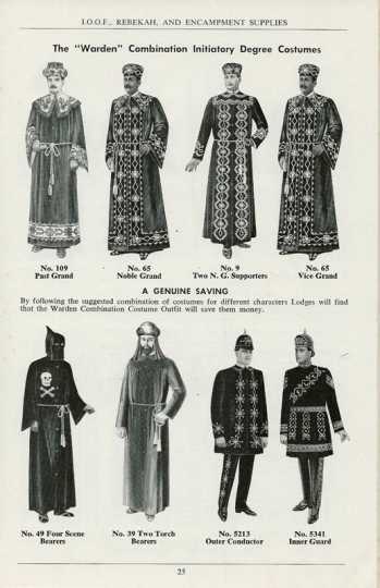 Drawing of costumes worn by IOOF members during initiation ceremonies, 1971. 