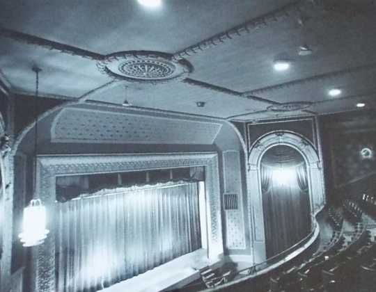 Black and white photograph of the Art deco design in ceiling, Grand Theater, date unknown.