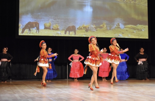 Caporales dancers on the Festival of Nations’ World Stage